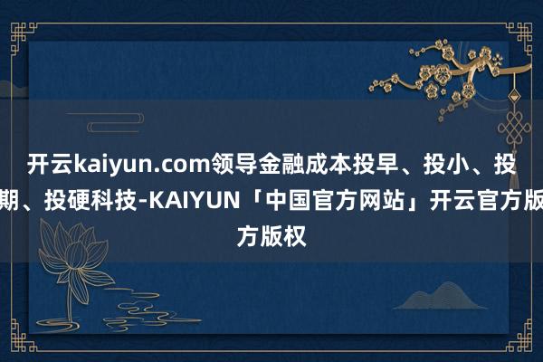 开云kaiyun.com领导金融成本投早、投小、投长期、投硬