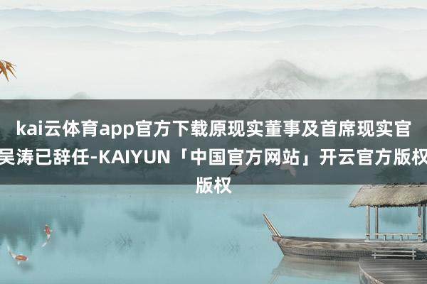 kai云体育app官方下载原现实董事及首席现实官吴涛已辞任-