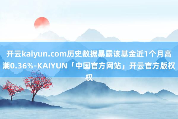 开云kaiyun.com历史数据暴露该基金近1个月高潮0.3