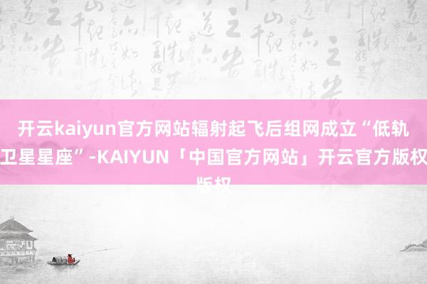 开云kaiyun官方网站辐射起飞后组网成立“低轨卫星星座”-KAIYUN「中国官方网站」开云官方版权