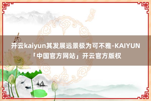 开云kaiyun其发展远景极为可不雅-KAIYUN「中国官方