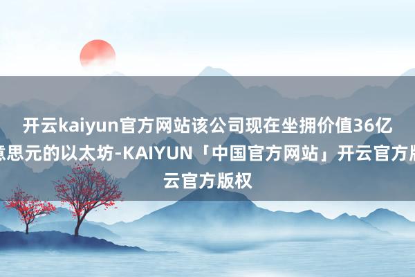 开云kaiyun官方网站该公司现在坐拥价值36亿好意思元的以
